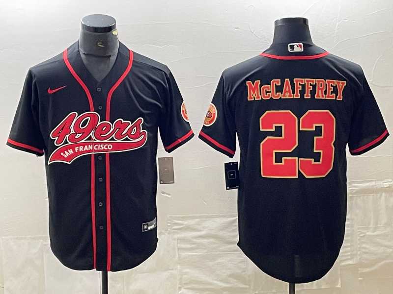 Men%27s San Francisco 49ers #23 Christian McCaffrey Black Red With Patch Cool Base Stitched Baseball Jersey->san francisco 49ers->NFL Jersey